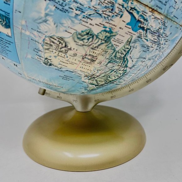 Vintage Globe World Globe Rand McNally Brushed‎ Pale Gold Stand - VGC - Picture 9 of 11